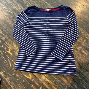 Banana Republic women’s long sleeve navy and white striped shirt size medium